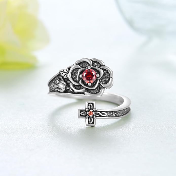 TYSO Tree of Life/Rose/Sunflower/Bee Spoon Ring 925 Sterling Silver Adjustable Thumb Rings Birthday Jewelry Gifts for Women