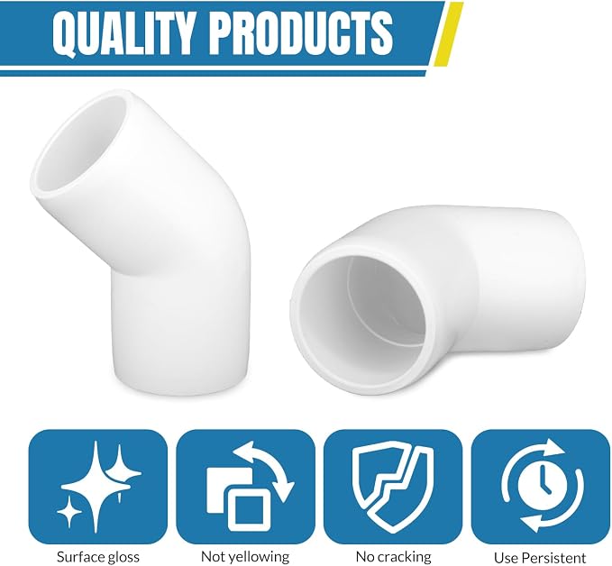 12 Pack 1 Inch 45 Degree PVC Fittings, Furniture Grade 2 Way Pipe Elbow - Image 5