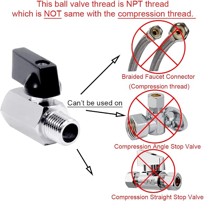 Beduan 3/8" Brass Mini Ball Valve NPT Female x Male Shut-Off Valve 2 PCS - Image 2