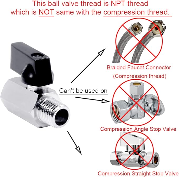 Beduan 3/8 NPT Brass Mini Ball Valve NPT Female x Male Shut-Off Valve 5 PCS - Image 2