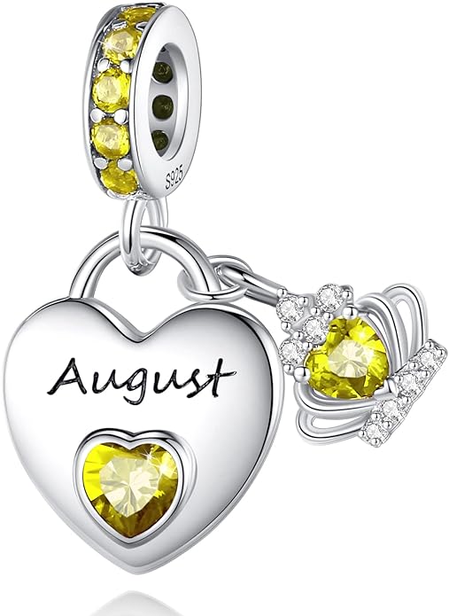 Birthstone Charms for Charms Bracelet: 925 Sterling Silver Heart Dangle Charms for Bracelets and Necklaces, Birthday Mother's Day Christmas Gifts For Women.