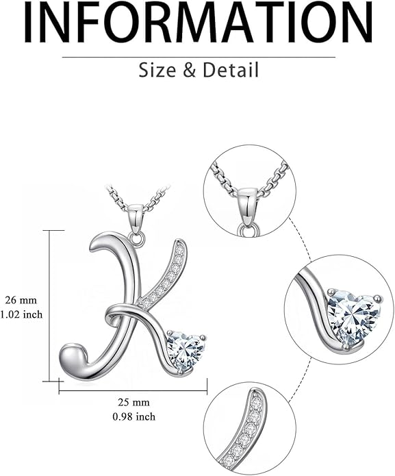 Valentines Day Gifts for Women Alphabet A to Z Initial Birthstone Pendant Necklaces for Women - 18k White Gold Plated Personalized Name Jewelry Valentine Mothers Day Birthday Gifts for Women Her Girlfriend