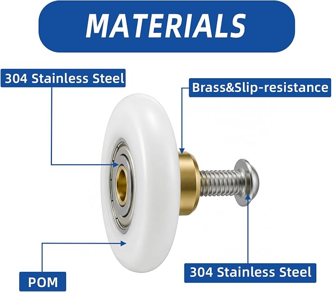 19mm 304 Stainless Steel Shower Door Rollers, Sliding Door Wheel Replacement - Image 4