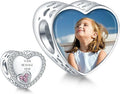 Annmors Personalized Photo Charm for Bracelet Necklaces,925 Sterling Silver Charm Love Heart Shaped Engraved Customize Picture Gift for Birthday Mother's Day Christmas,Bead Charms Jewelry for Women