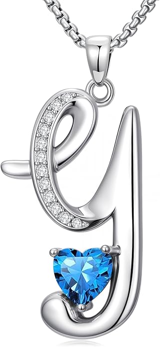 Valentines Day Gifts for Women Alphabet A to Z Initial Birthstone Pendant Necklaces for Women - 18k White Gold Plated Personalized Name Jewelry Valentine Mothers Day Birthday Gifts for Women Her Girlfriend
