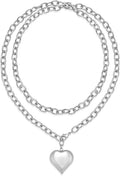 Valentine's Day Gifts for Women - Chunky Heart Necklaces for Women, Statement Long Lariat Layered Gold Heart Pendant Necklaces, Statement Jewelry | Big Y-shape Jewelry