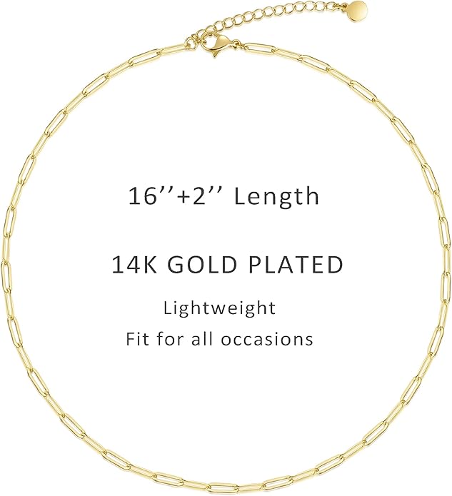 Natural Freshwater Baroque Pearl Necklace 14K Gold Plated Dainty Choker Necklace for Women Girls Snake Chain/Cuban Link/Paperclip/Ball Beaded Chain/Tennis Chain Fashion Jewelry for Gift
