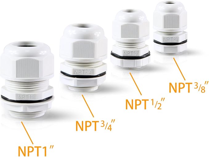 XHF 2 Pcs 1" IP68 Strain Relief Nylon Cord Grip Waterproof NPT Cable Glands - Image 7