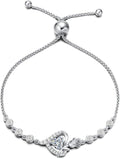 AGVANA Valentines Day Gifts Rosy Reverie Birthstone Bracelet for Women Sterling Silver Genuine or Created Gemstone Tennis Bracelet Rose Heart Jewelry Anniversary Birthday Gifts for Women Mom Wife Her