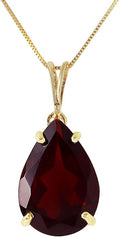 Galaxy Gold GG Genuine 14k Solid Yellow Gold Pendant Necklace with Stunning 5 Carat (CTW) Natural Garnet Gemstone Pendant