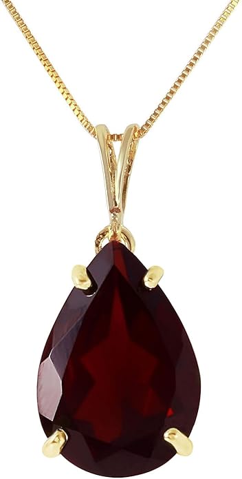 Galaxy Gold GG Genuine 14k Solid Yellow Gold Pendant Necklace with Stunning 5 Carat (CTW) Natural Garnet Gemstone Pendant