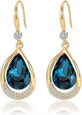 Austrian Crystal Halo Teardrop Hollow Drop Dangle Earrings for Women 14K Rose Gold Plated Hypoallergenic Jewelry Gifts