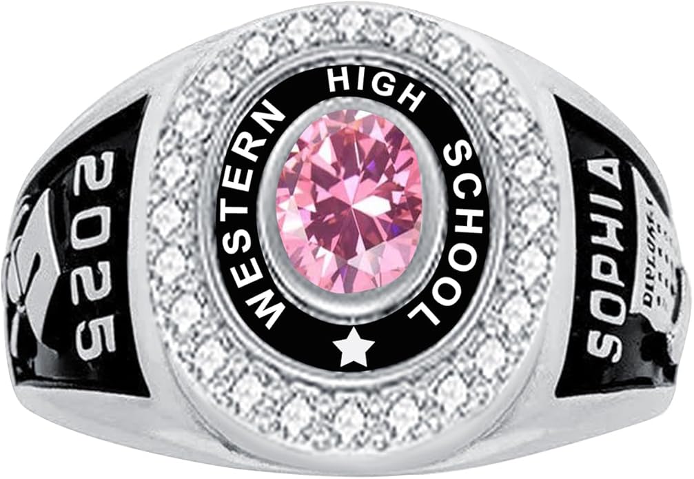 Custom Class Rings Personalized Birthstone Rings High School College Ring 925 Sterling Silver Engraved 2025 Graduation Jewelry Gifts for Women Size 4-15