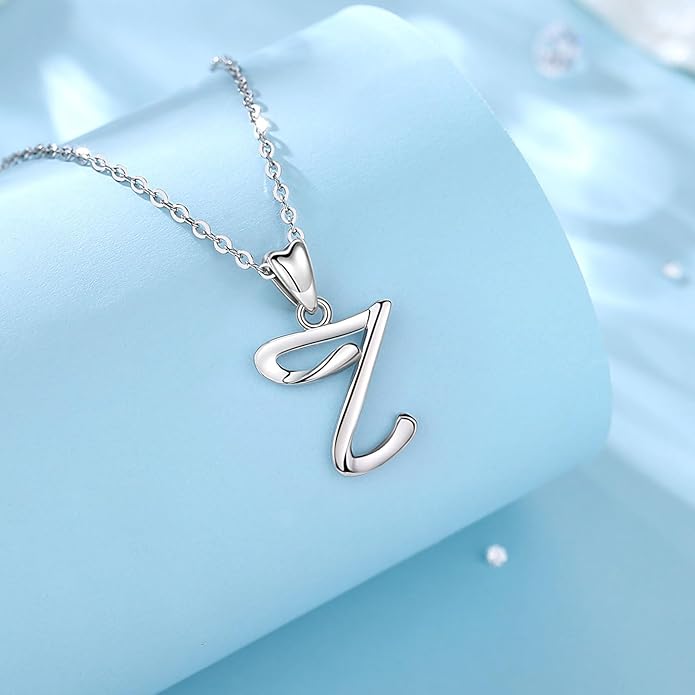 EUDORA Sterling Silver Initial Necklaces for Women, Classic 26 Letter Neckless Gifts for Girls, Sister, Mother Daughter, 18 inch Chain
