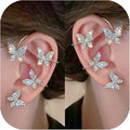 2PCS Butterfly Ear Cuffs Climber Wrap Around Earrings for Women Fairy No Piercing Ear Clip Gold Silver Jewelry Gift