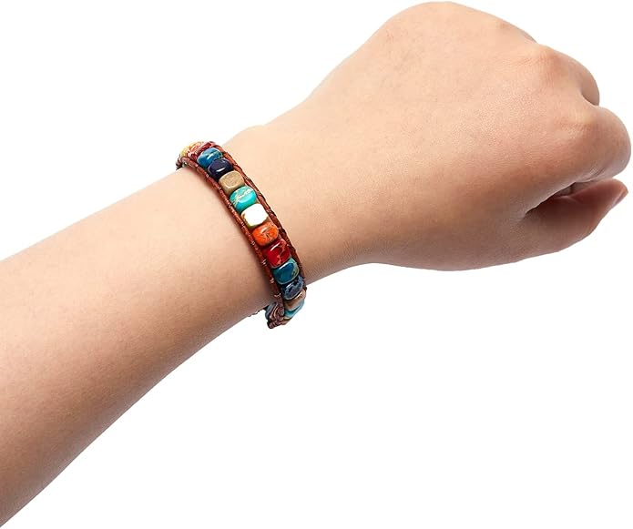 ZOSOJONA 7 Chakra Bracelet Bohemian Handmade Leather Wrap Healing Protection Natural Stone Yoga Beaded Bracelets Boho Friendship Jewelry