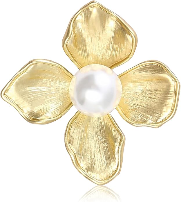 Gold Flower Brooch,Flower Brooch Pins for Women Wedding Bridal Bouquet Party Daily Accessory Elegant Brooches Cloth Accessories for Woman