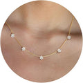 VRIUA Necklaces for Women - 14K Gold/Silver Plated Dainty Chain Necklace with Five Charms: Diamond, Bow, Snowflake, Cross, Flower, Clover, Butterfly, Heart, Star of David, and Star Trendy Jewelry