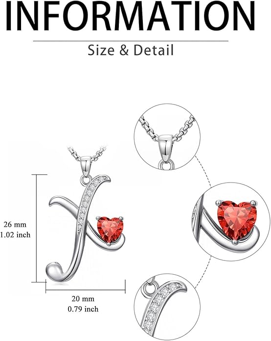 Valentines Day Gifts for Women Alphabet A to Z Initial Birthstone Pendant Necklaces for Women - 18k White Gold Plated Personalized Name Jewelry Valentine Mothers Day Birthday Gifts for Women Her Girlfriend