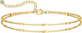DEARMAY Dainty 14K Gold Plated Ankle Bracelets for Women, Waterproof 14K Gold Plated Link Chain Anklets Non Tarnish Set Pack Summer Beach Jewelry Gift