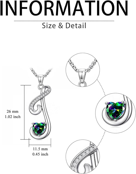 Valentines Day Gifts for Women Alphabet A to Z Initial Birthstone Pendant Necklaces for Women - 18k White Gold Plated Personalized Name Jewelry Valentine Mothers Day Birthday Gifts for Women Her Girlfriend
