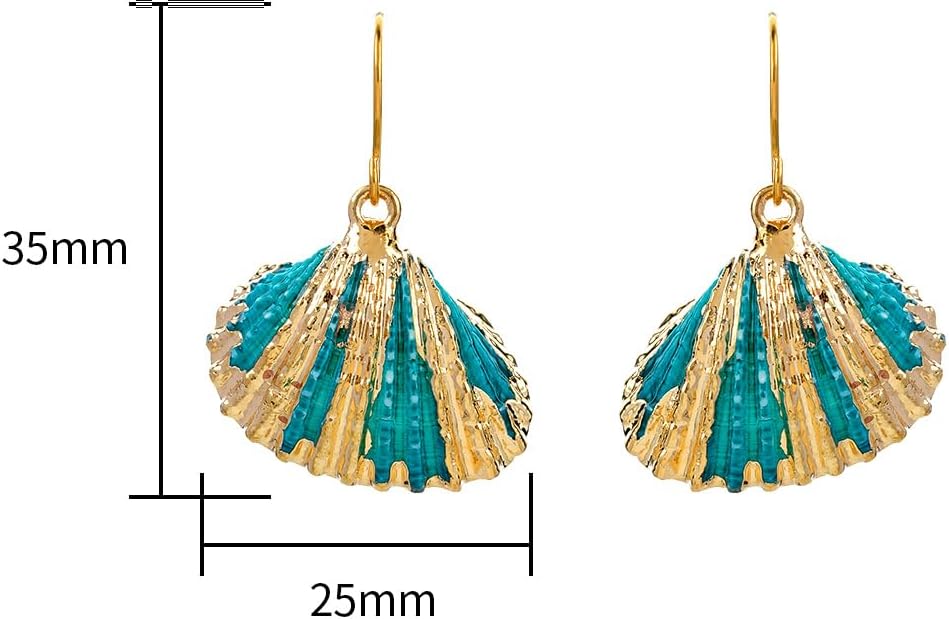 Beach Summer Sea Shell Earrings For Women, Tropical Natural Scallop Shell Jewelry Boho Earring Set Bulk Pack Vacation Dangling Drop Light Formal