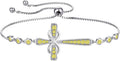 YL Cross Bracelet 925 Sterling Silver Infinity Sideways Link Bracelet Birthstone Jewelry for Women