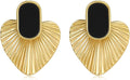 Black/White/Red/Green/Blue/Brown Heart Earrings for Women, Gold Plated Vintage Gold Earrings with Hypoallergenic Posts,Lightweight Black and Gold Dangle Statement Jewelry, Gift for Women—Girlfriend Wife Mom for Wedding, Party, Valentines Day Gifts for Her