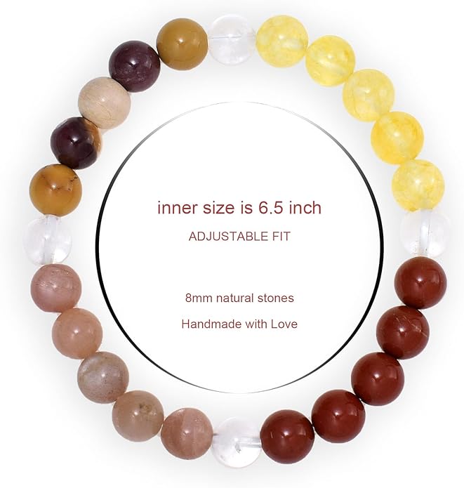 Strong Healing Crystal Bracelet 8MM Genuine Stone Bracelet Lucky Beaded Bracelet Chakra Bracelet 6.5 inch Positive Energy Inspirational Gifts for Women Mom