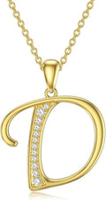 14k Gold Initial Necklace for Women, Solid Gold Moissanite Letter Pendant Necklaces Jewelry for Her Birthday Valentines Day Gifts for Mom Wife Christmas Gifts for Girlfriend Sister