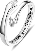 Yesteel S925 Sterling Silver Hug Ring for Women Teen Girls, Adjustable Ring Jewelry Mothers Day Birthday Gifts for Daughters Mom Sister Wife Friends Grandma