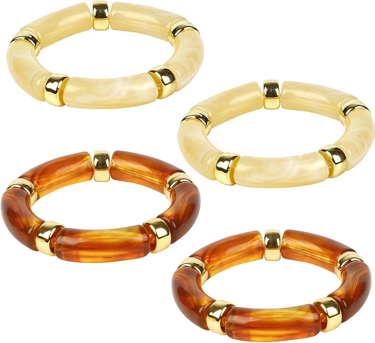Chunky Acrylic Bracelets for Women -4Pcs Trendy Chunky Bangle Fashion Big Stackable Bangles Set, Trendy Cuff Bracelet Stack Fashion Womens Jewelry Gifts