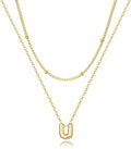 Valentines Day Gifts for Her - Bubble Letter Necklace Layered 14K Gold Plated Initial Necklaces for Women Dainty Cute Choker Pendant Stack Jewelry Fashion Accessories Teen Gift Trendy Stuff