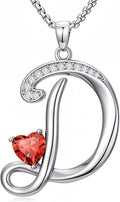 Valentines Day Gifts for Women Alphabet A to Z Initial Birthstone Pendant Necklaces for Women - 18k White Gold Plated Personalized Name Jewelry Valentine Mothers Day Birthday Gifts for Women Her Girlfriend