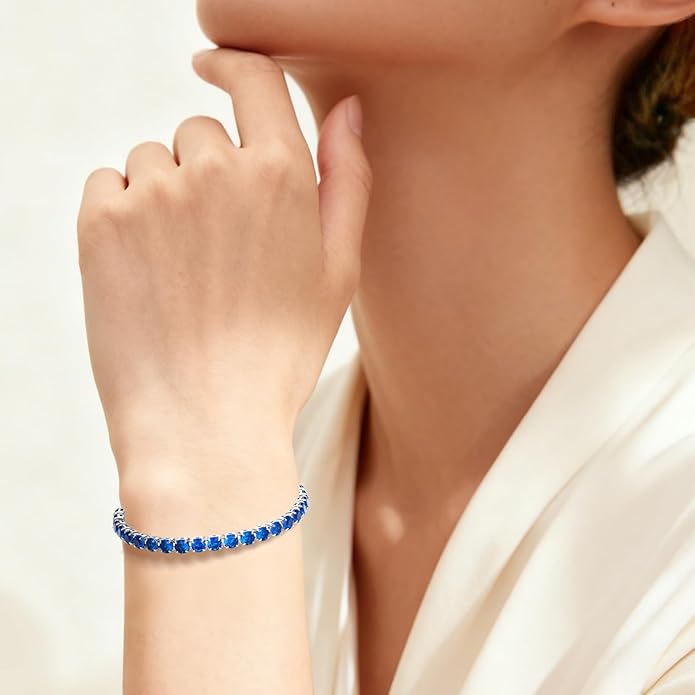SUNFEEL Birthstone Bracelet Jewelry for Women Sterling Silver with Gold Plated Tennis Bracelet Classic Bolo Adjustable Chain Anniversary Birthday Gifts for Women Mom Wife Her