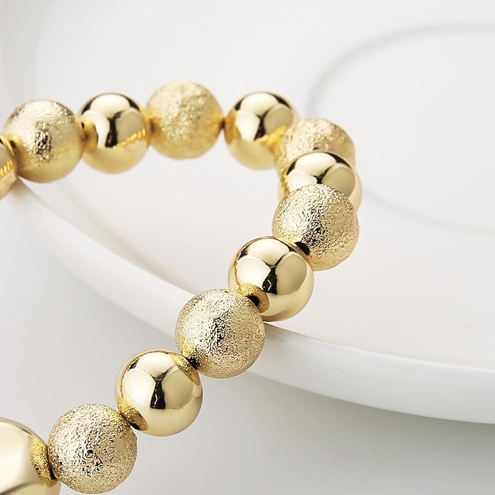 HZMAN Gold-Plated Brass Stretch Bracelet One-Size-Fits-All Wrist Bead Accents Beach & Daily Wear Lightweight & Hypoallergenic Jewelry Gift for Women