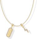 PAVOI 14K Gold Plated Dainty Necklace with Charms Set - Hypoallergenic Adjustable Chain Gold Charm Necklace for Women - Small Motif & Mantra 2 and 3-Pack Removable Pendants - Cute Jewelry Gifts