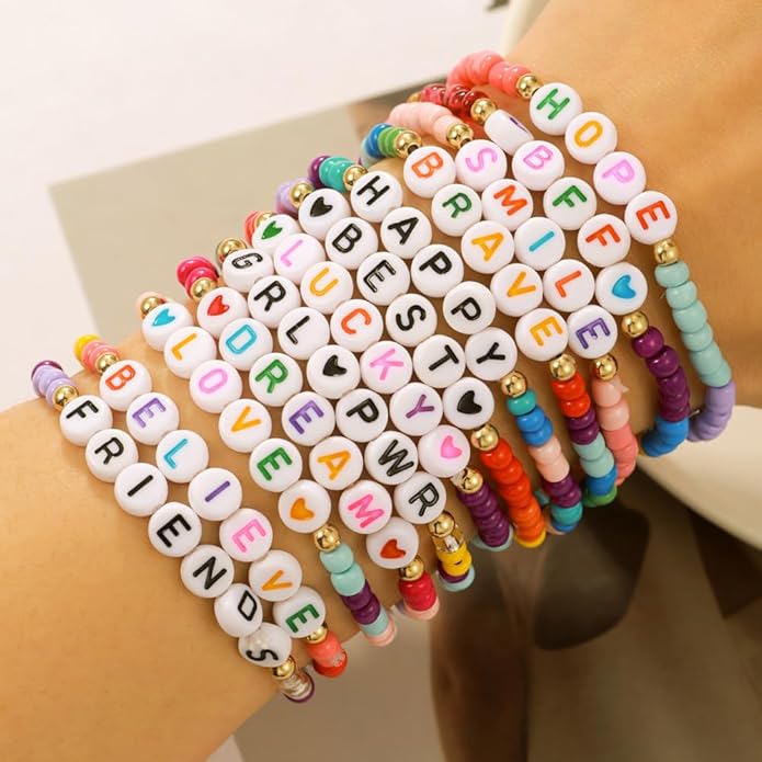 Friendship Bracelets Boho Stackable Bracelets for Women Surfer Heishi Clay Bead Bracelets Stretch Preppy Bracelets Colorful Boho Bracelets for Women