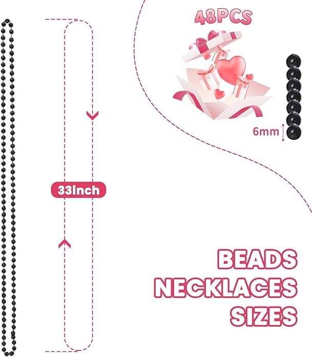 Mardi Gras Beads Necklaces, 33 Inch Plastic Beads for Party Favors, Festival Decorations, Parade Throws, Christmas, St. Patrick's Day Celebrations