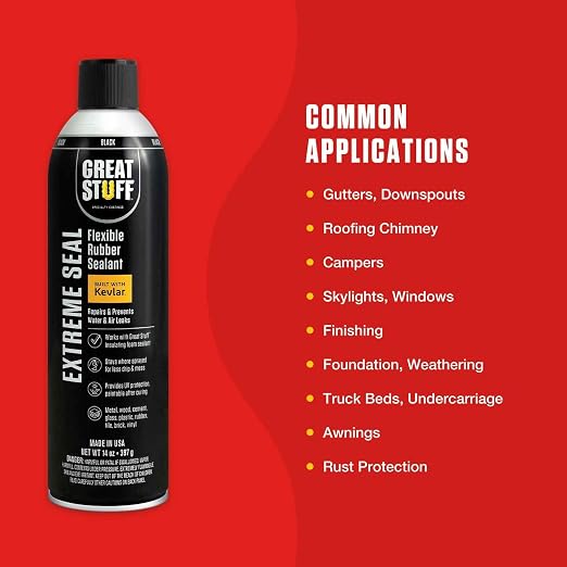 Great Stuff Extreme Seal Flexible Rubber Sealant Black 14 oz Aerosol - Image 6