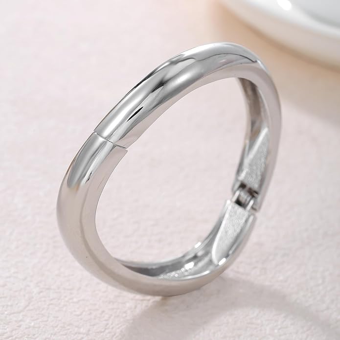 Chunky Gold/Silver Gold Cuff Bangle Bracelets for Women Trendy Hinged Cuff Open Wide Chunky Gold Bracelet Minimalist Bangle Jewelry Gift
