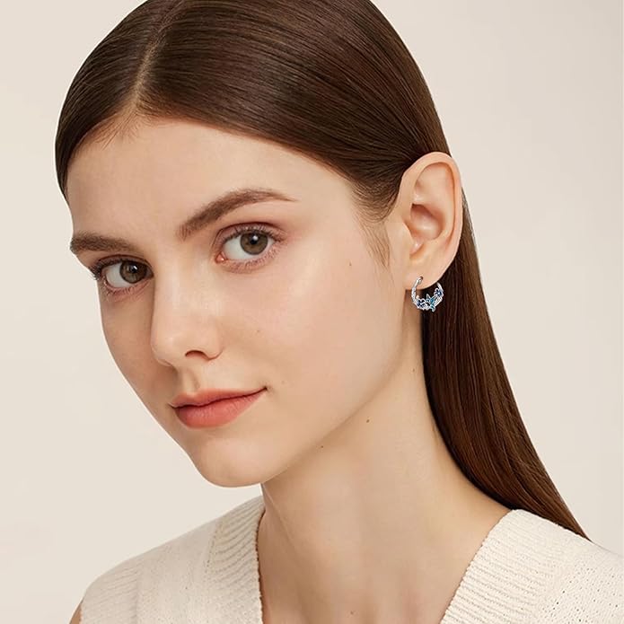 JUSTKIDSTOY Hypoallergenic Panda/Unicorn/Hummingbird/Dolphin Hoop Earrings for Women 925 Sterling Silver Animal Huggie Hoop Earrings Jewelry Gifts for Sensitive Ears