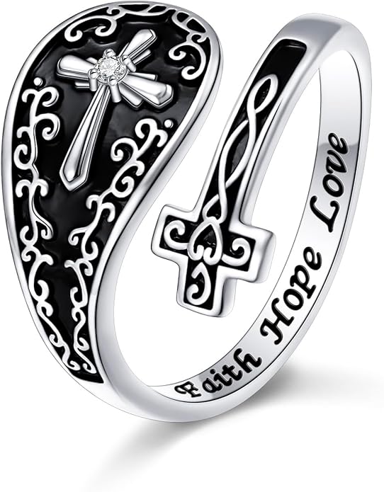 Hamsa Hand of Fatima Lotus Evil Eye/Love Heart/Butterfly/Rose Spoon Adjustable Open Rings 925 Sterling Silver Statement Ring Jewelry Gifts for Women
