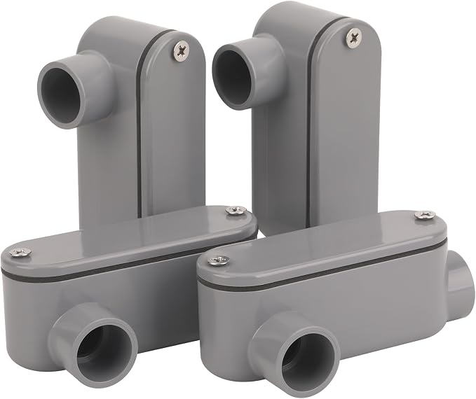 4Pack 1/2 Inch Rigid PVC Conduit Body Type LR, Slip x Slip PVC Conduit Bodies by CKVIHAV
