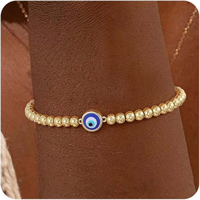 Gold Bracelets for Women 14K Gold Beaded Bracelets Stackable Bracelets for Women Gold Charm Bracelet Non Tarnish Gold Jewelry for Women Trendy