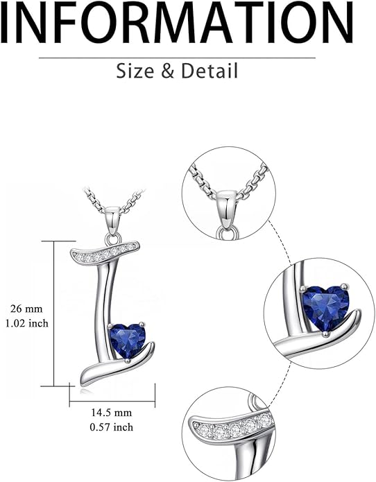 Valentines Day Gifts for Women Alphabet A to Z Initial Birthstone Pendant Necklaces for Women - 18k White Gold Plated Personalized Name Jewelry Valentine Mothers Day Birthday Gifts for Women Her Girlfriend