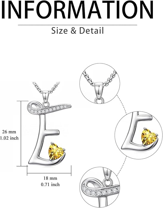 Valentines Day Gifts for Women Alphabet A to Z Initial Birthstone Pendant Necklaces for Women - 18k White Gold Plated Personalized Name Jewelry Valentine Mothers Day Birthday Gifts for Women Her Girlfriend