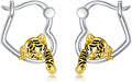 Hypoallergenic Earrings Rabbit Tiger Teddy Koala Puppy Panther Peacock Earrings Sterling Silver Animal Hug Hoop Earrings Jewelry Mothers Day Graduation Birthday Gifts for Women