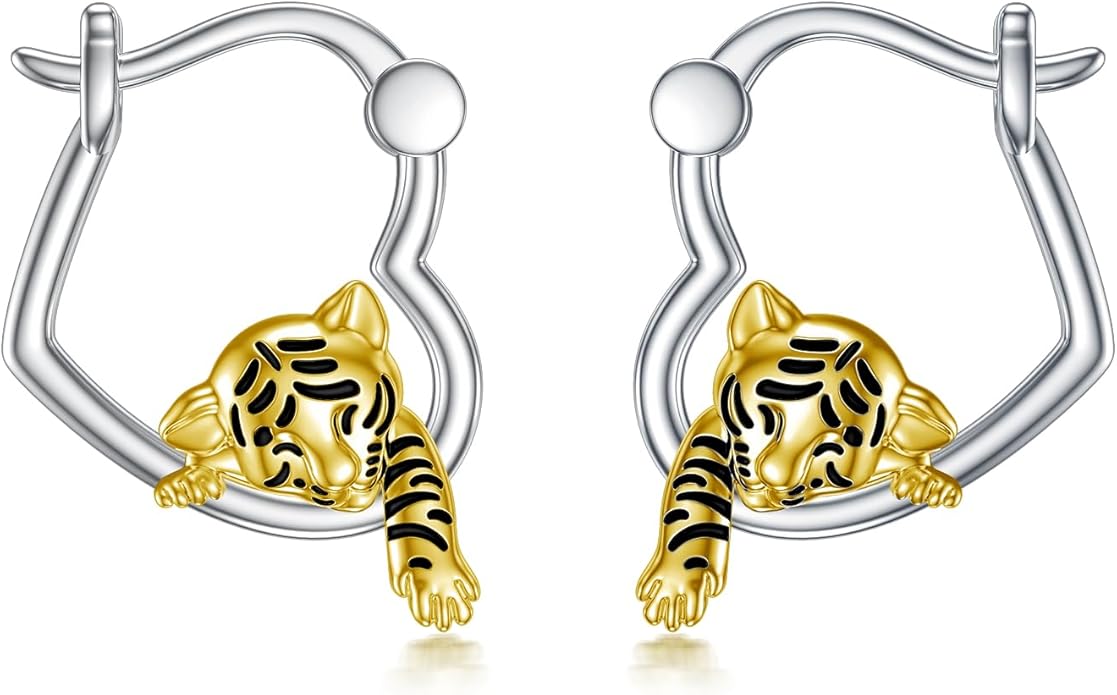 Hypoallergenic Earrings Rabbit Tiger Teddy Koala Puppy Panther Peacock Earrings Sterling Silver Animal Hug Hoop Earrings Jewelry Mothers Day Graduation Birthday Gifts for Women