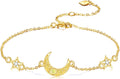 KECHO 14k Yellow Gold Butterfly/Dragonfly/Frog/Sunflower/Daisy/Tree of life/Moon/Clover Bracelet Anklet for Women